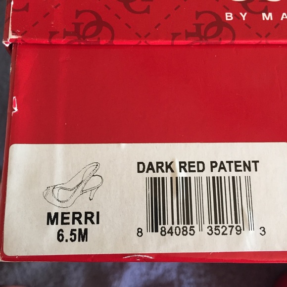 Guess Dark Red Patent Peep Toe Pumps Size 6.5 - Picture 2 of 8